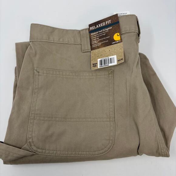 Carhartt 40x30 Beige Relaxed Fit Washed Twill Dungaree‎ Pants NWT - Picture 1 of 6